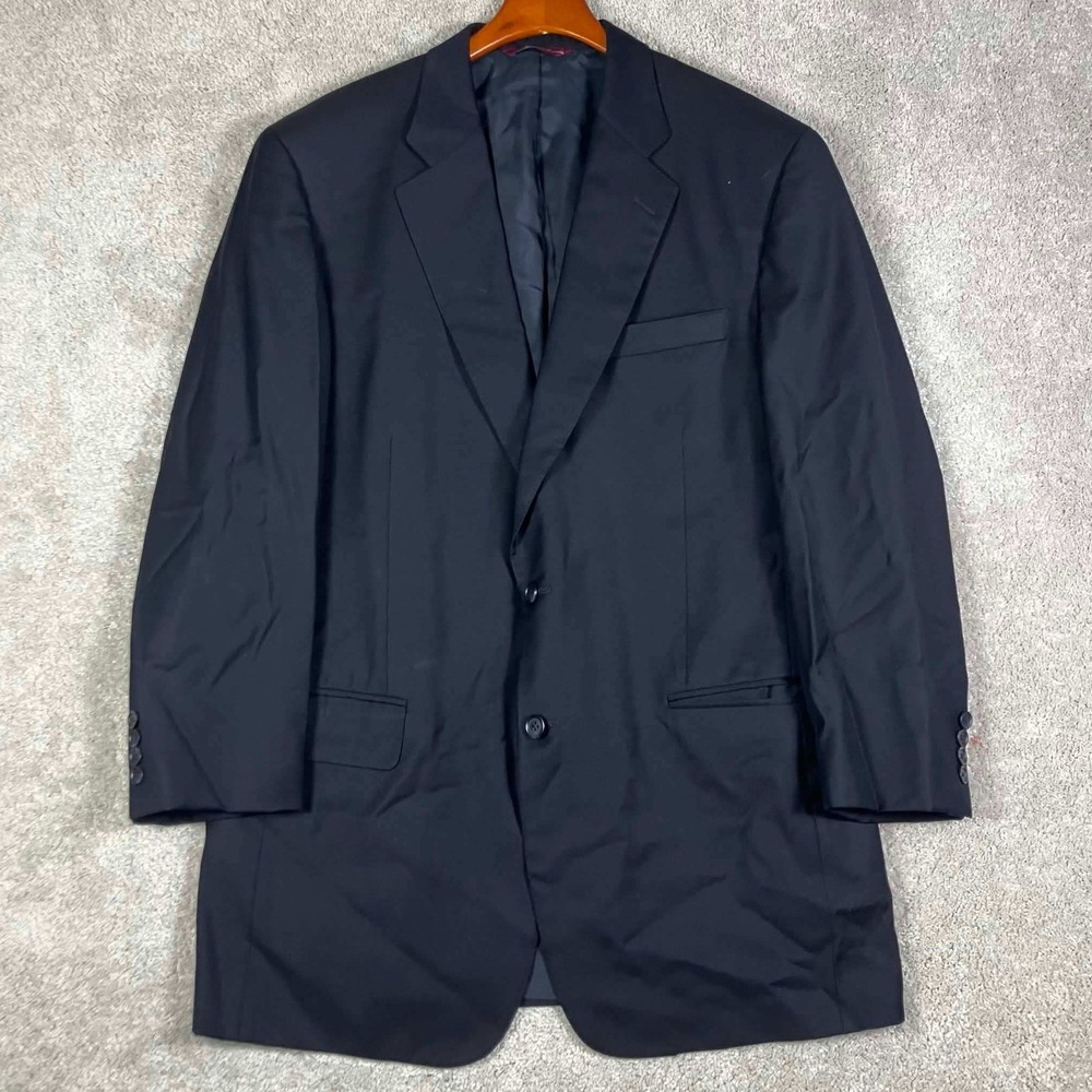 Samuelsohn Suit Jacket Mens 46L Navy Blue Loro Piana Super 110s Wool SB Andrew